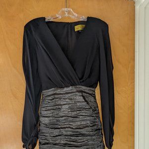 Nicole Miller rushed party dress, size 2, black and silver